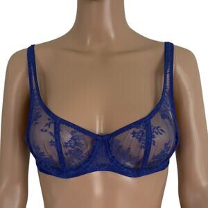 Journelle Women Romy Demi Sheer Lace Underwire Bra Violet Size 32A Made In Italy
